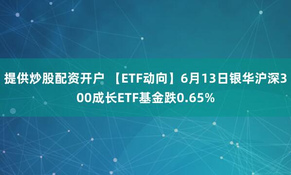 提供炒股配资开户 【ETF动向】6月13日银华沪深300成长ETF基金跌0.65%